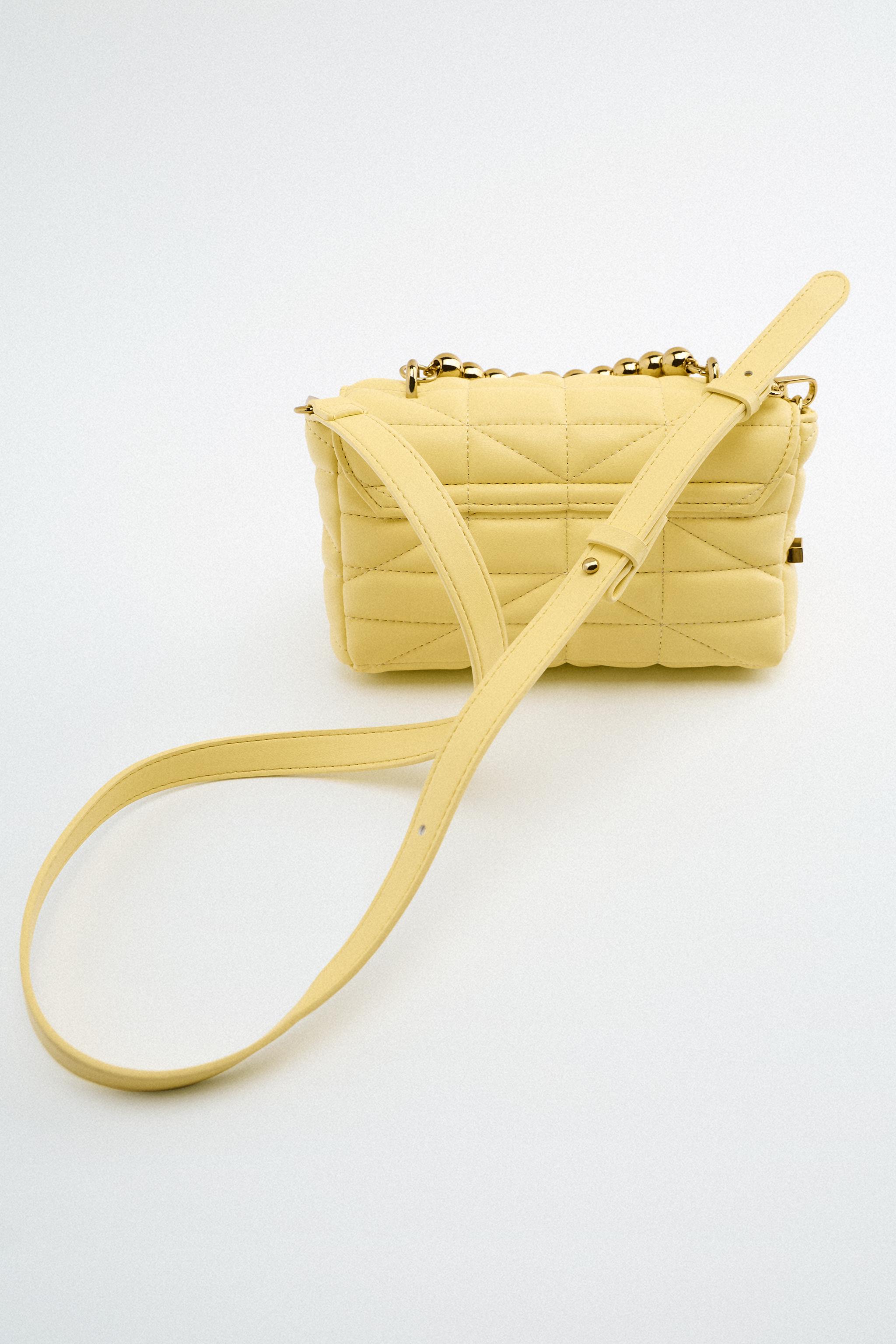 BEAD HANDLE QUILTED CROSSBODY BAG Yellow ZARA Canada